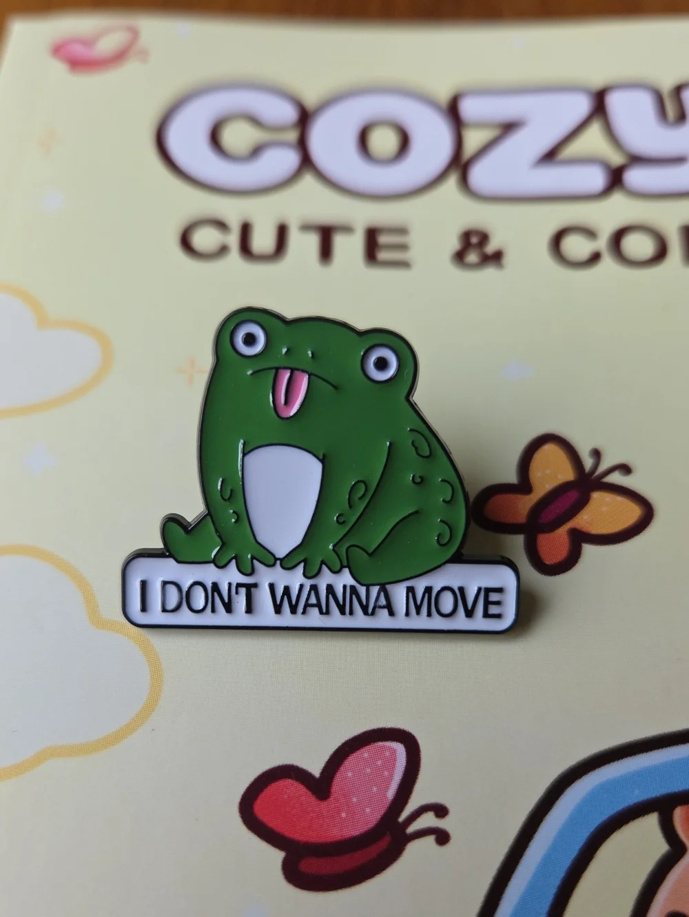 Cozy Cute Green Frog Enamel Pin - 